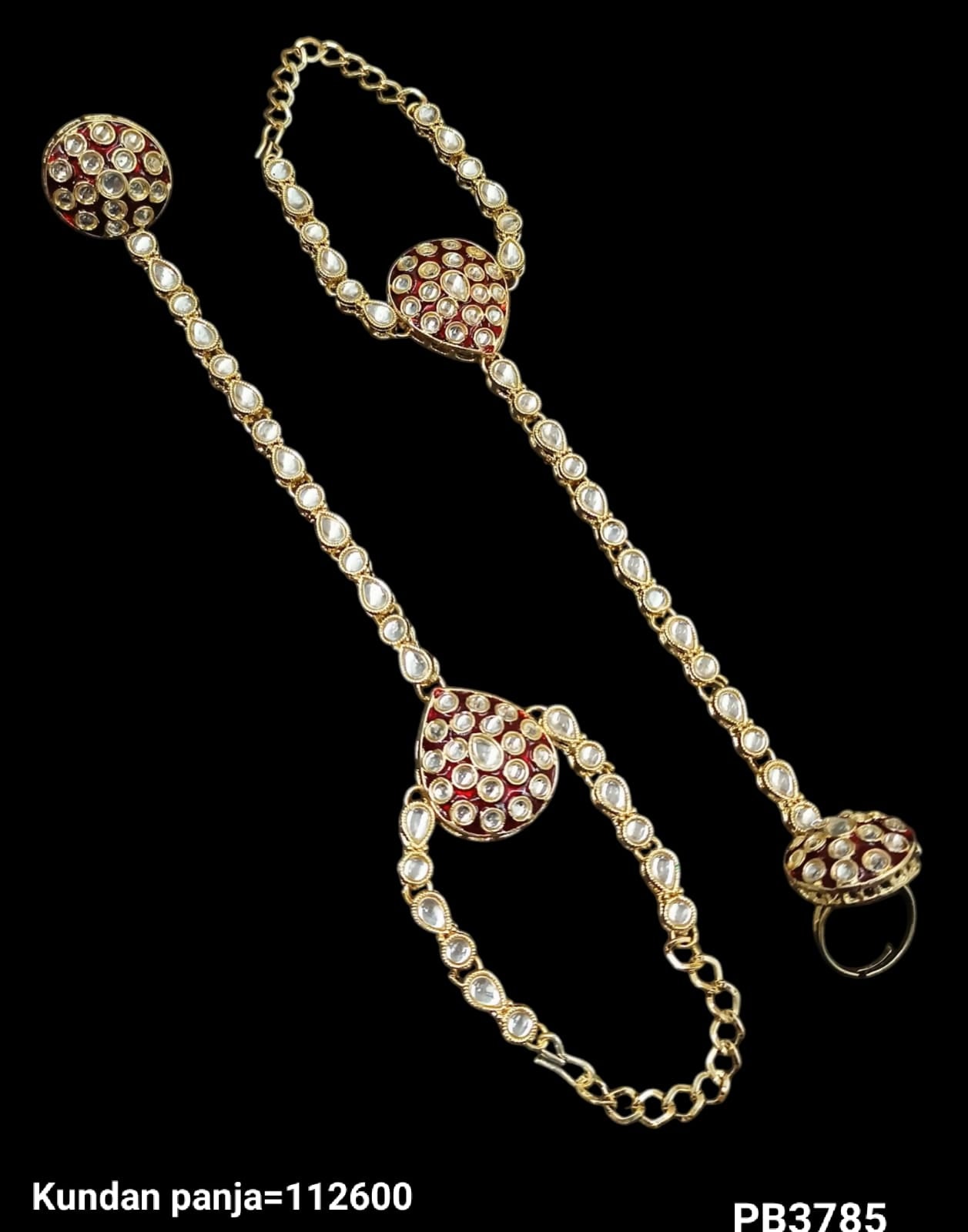 Gold Plated Traditional Kundan Hathpanja Set